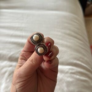 Silver pearl earrings